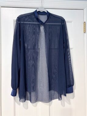 Kelle Unveiled Mesh Open Front Dance Top Navy Adult XL Style 2662
